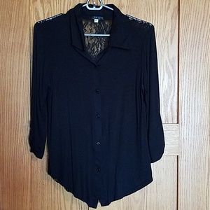 Sexy black half laced blouse!